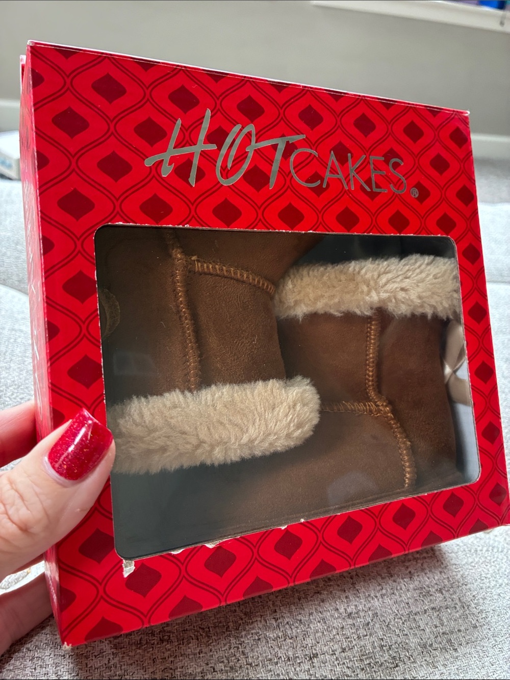 Hot Cakes Brown Faux-Fur Trim Kids Boots